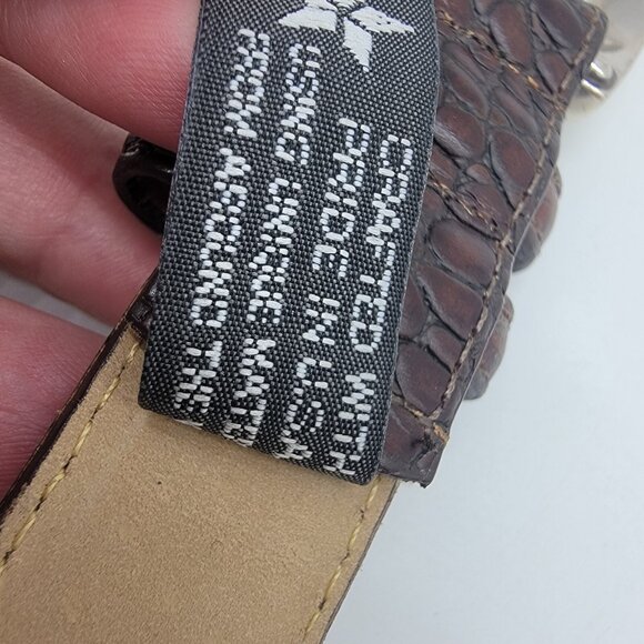 Womens BRIGHTON Belt BROWN LEATHER CROC‎ LOOK WITH SILVER Buckle Size 30 - Picture 6 of 9